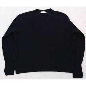 Everlane womens large 100% cashmere sweater black crewneck waffle knit